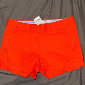 J. Crew Orange Chino Shorts Tailored Cotton Blend 3.5”